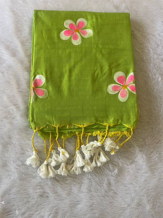 Khadi Cotton Hand Painted Saree