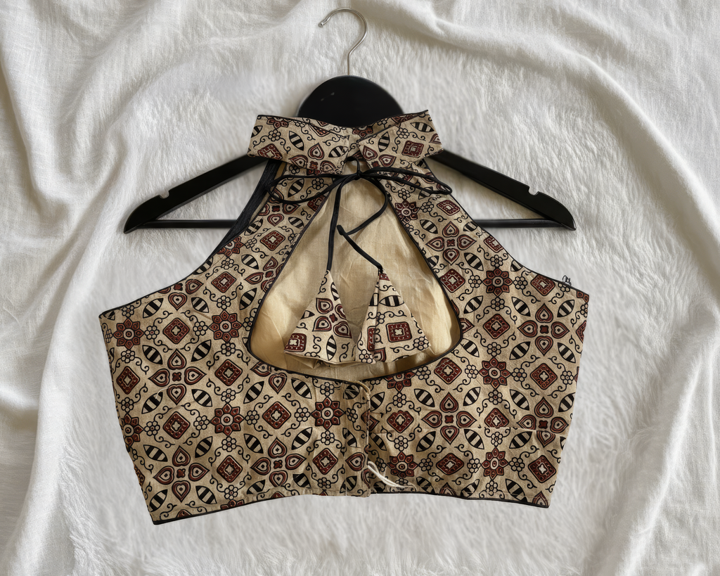 Pure Ajrakh Halter Neck Blouse