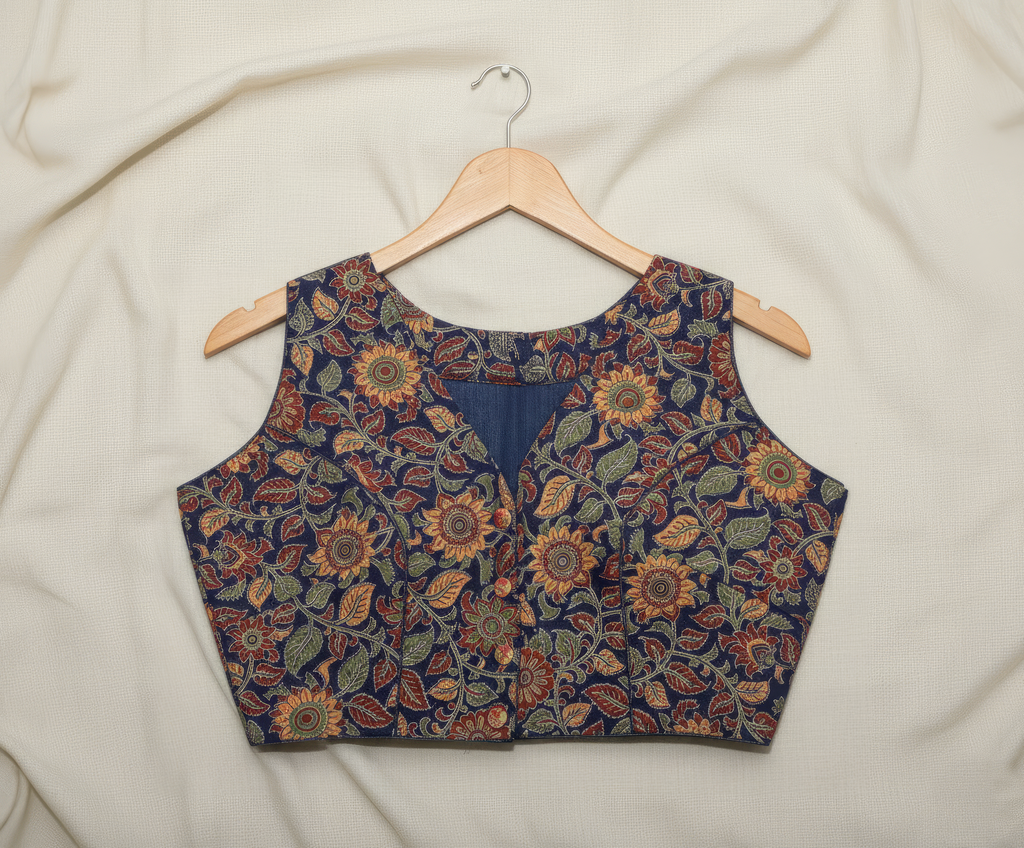 Kalamkari Cotton Sleeveless Blouse