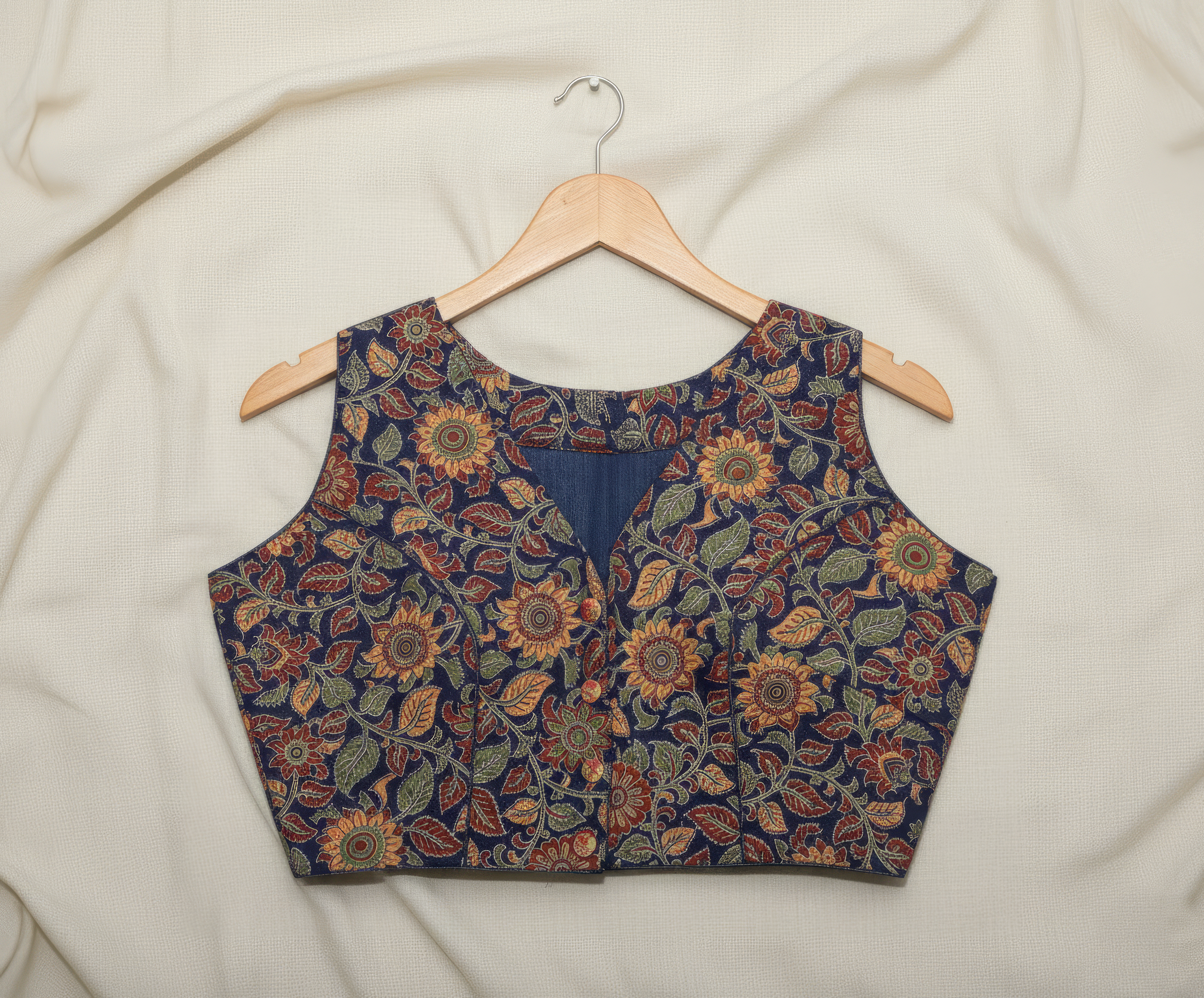 Kalamkari Cotton Sleeveless Blouse