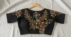 Thread Hand Embroidered Cotton Half Sleeves Blouse