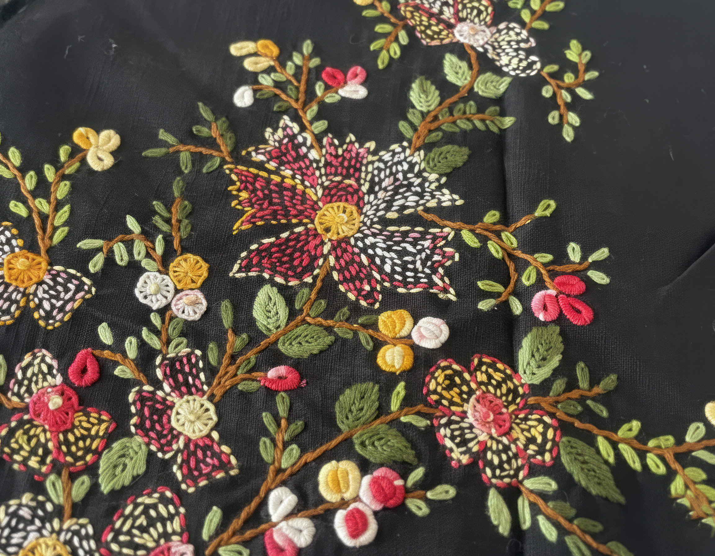 Thread Hand Embroidered Cotton Half Sleeves Blouse