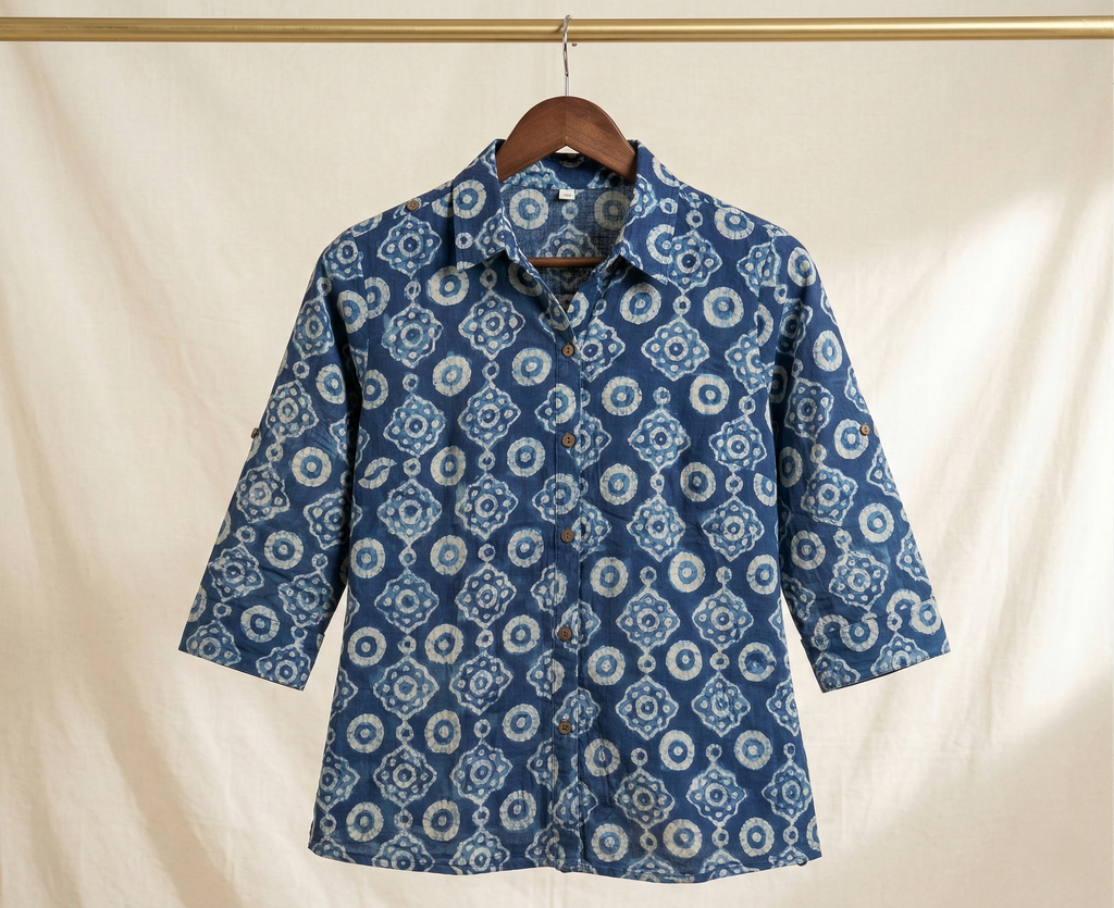 Pure Bagru Indigo Cotton Shirt