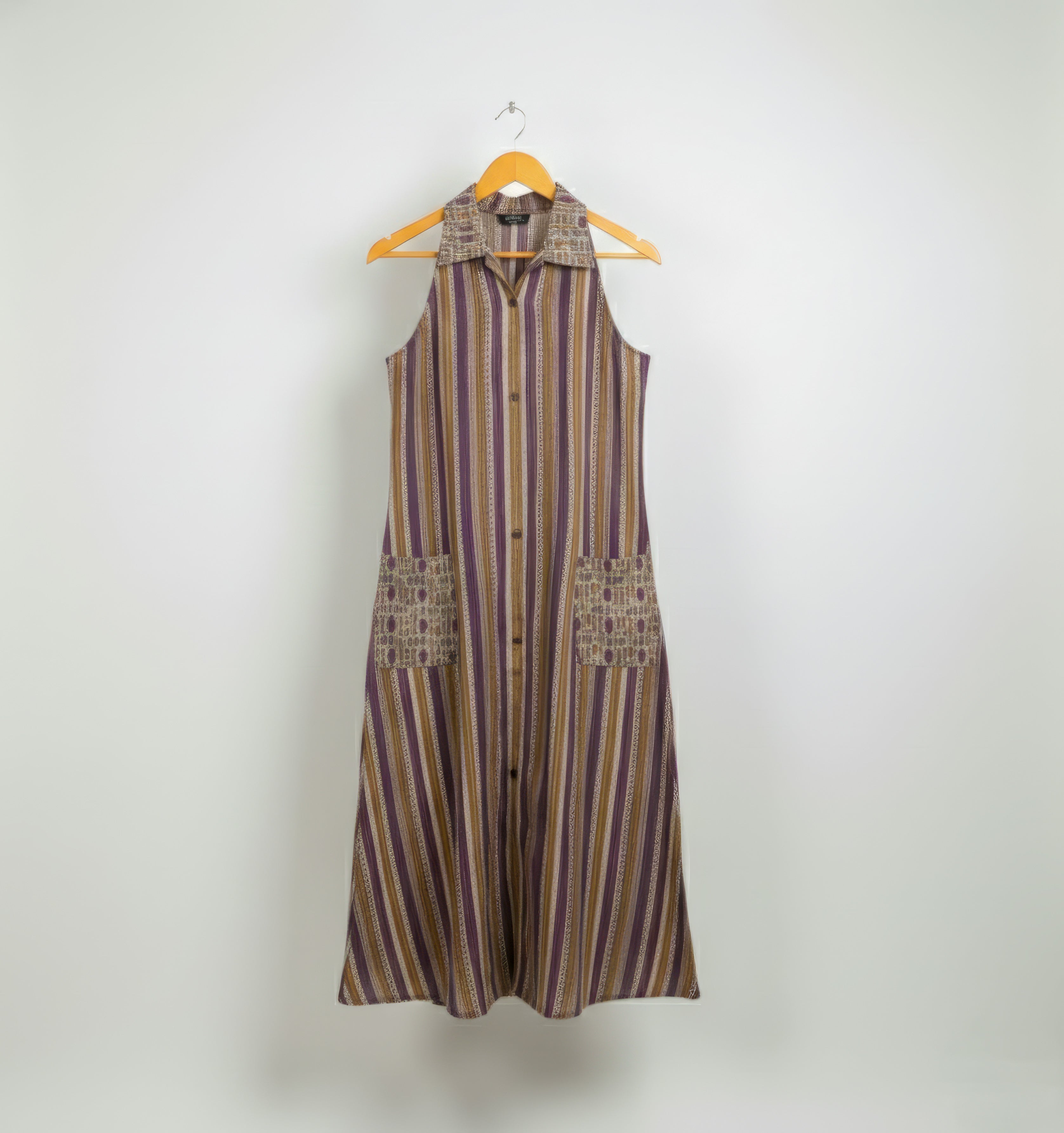 Kantha Work Cotton Collar One-Piece Dress