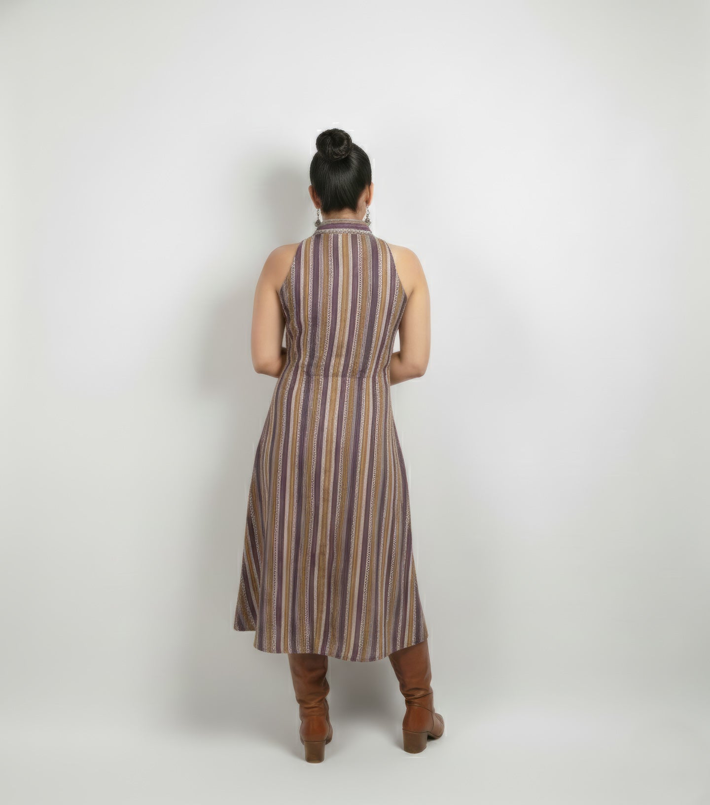 Kantha Work Cotton Collar One-Piece Dress