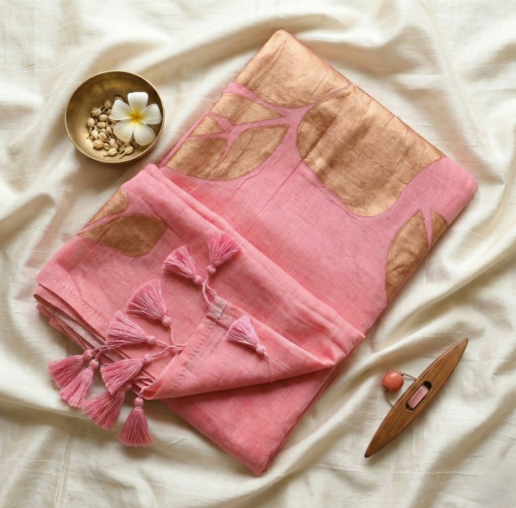 Mol Cotton Metallic Painted Saree