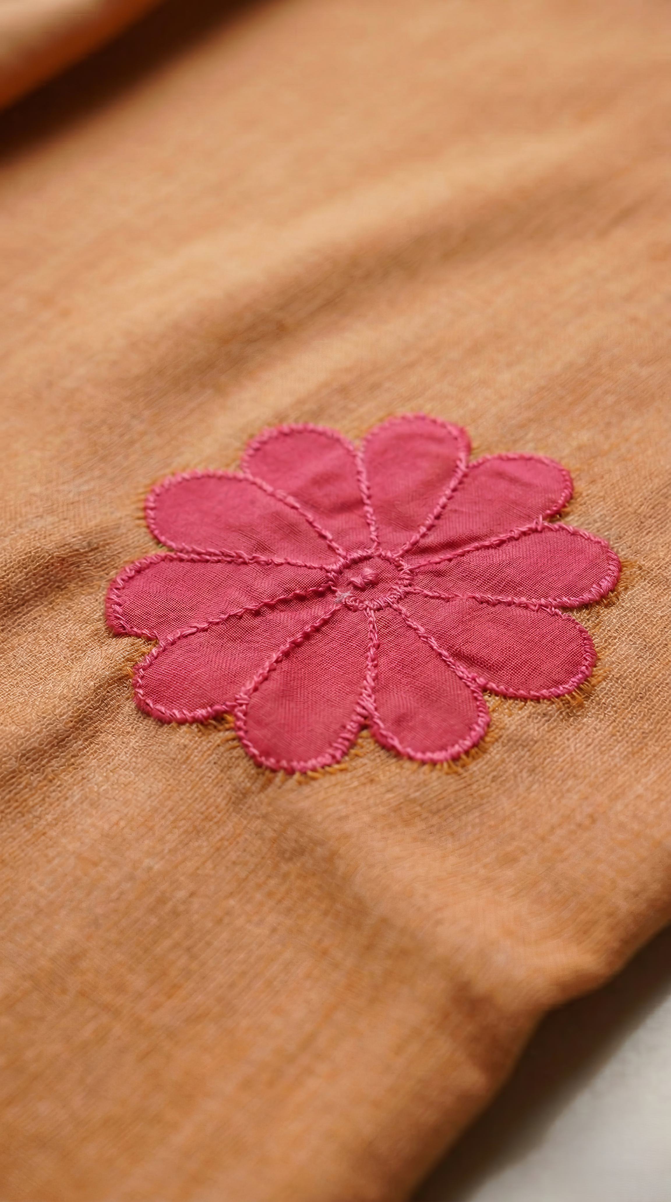 Mol Cotton Flower Patchwork Saree with Tassels