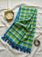 Mol Cotton Checks Saree with Tassels
