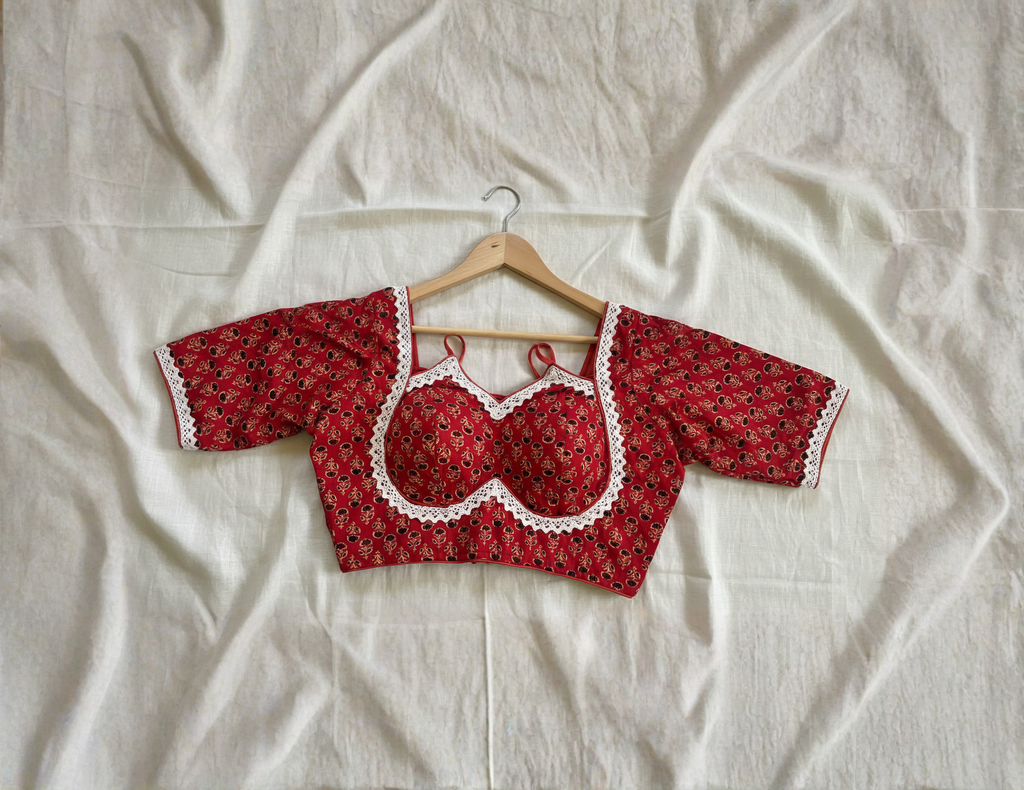 Pure Cotton Masaba Blouse with Crochet Lace