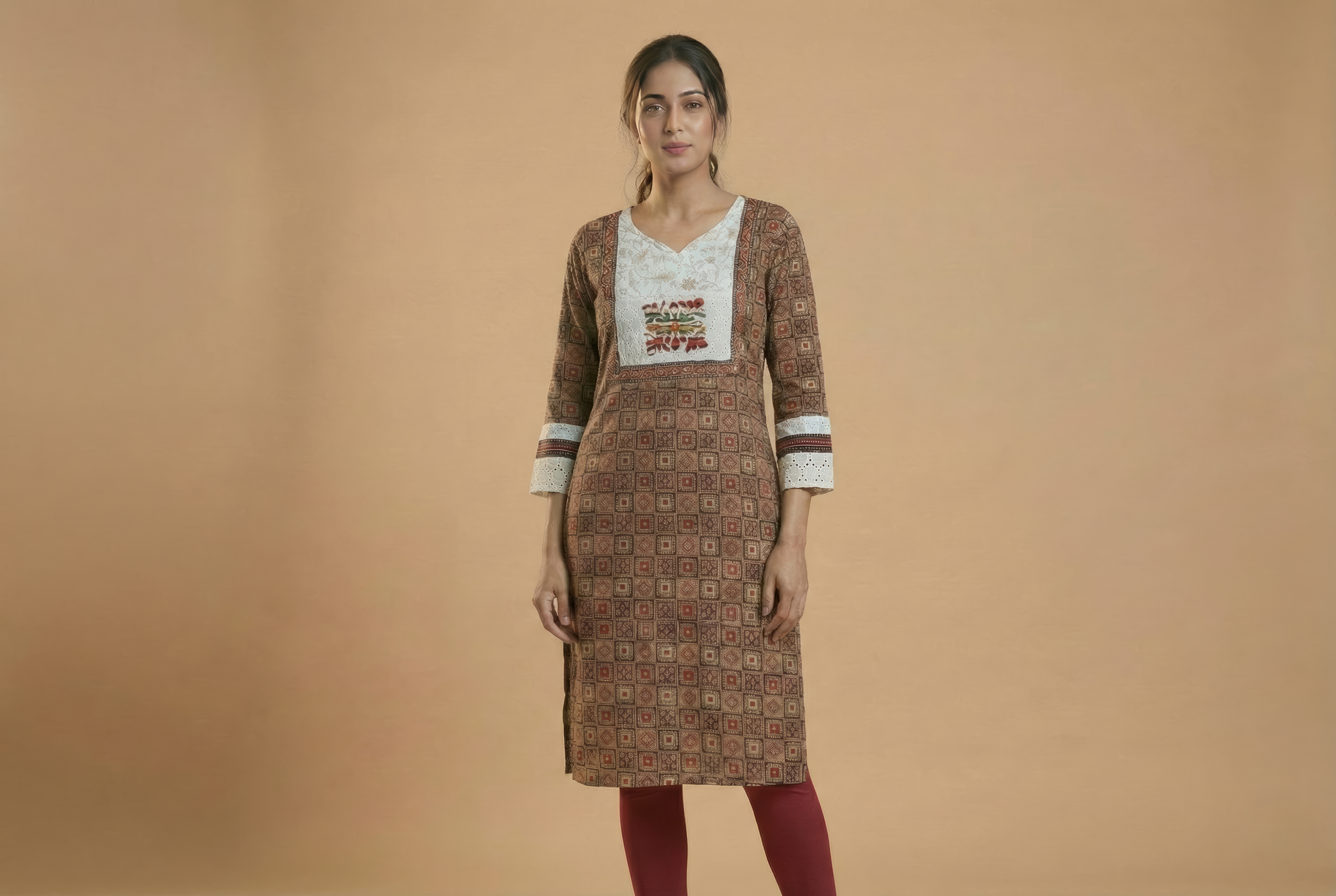 Ajrakh Hakoba Patchwork Kurti