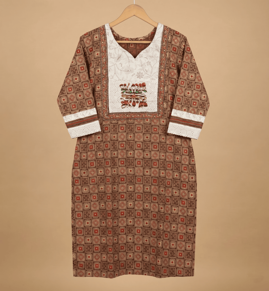 Ajrakh Hakoba Patchwork Kurti