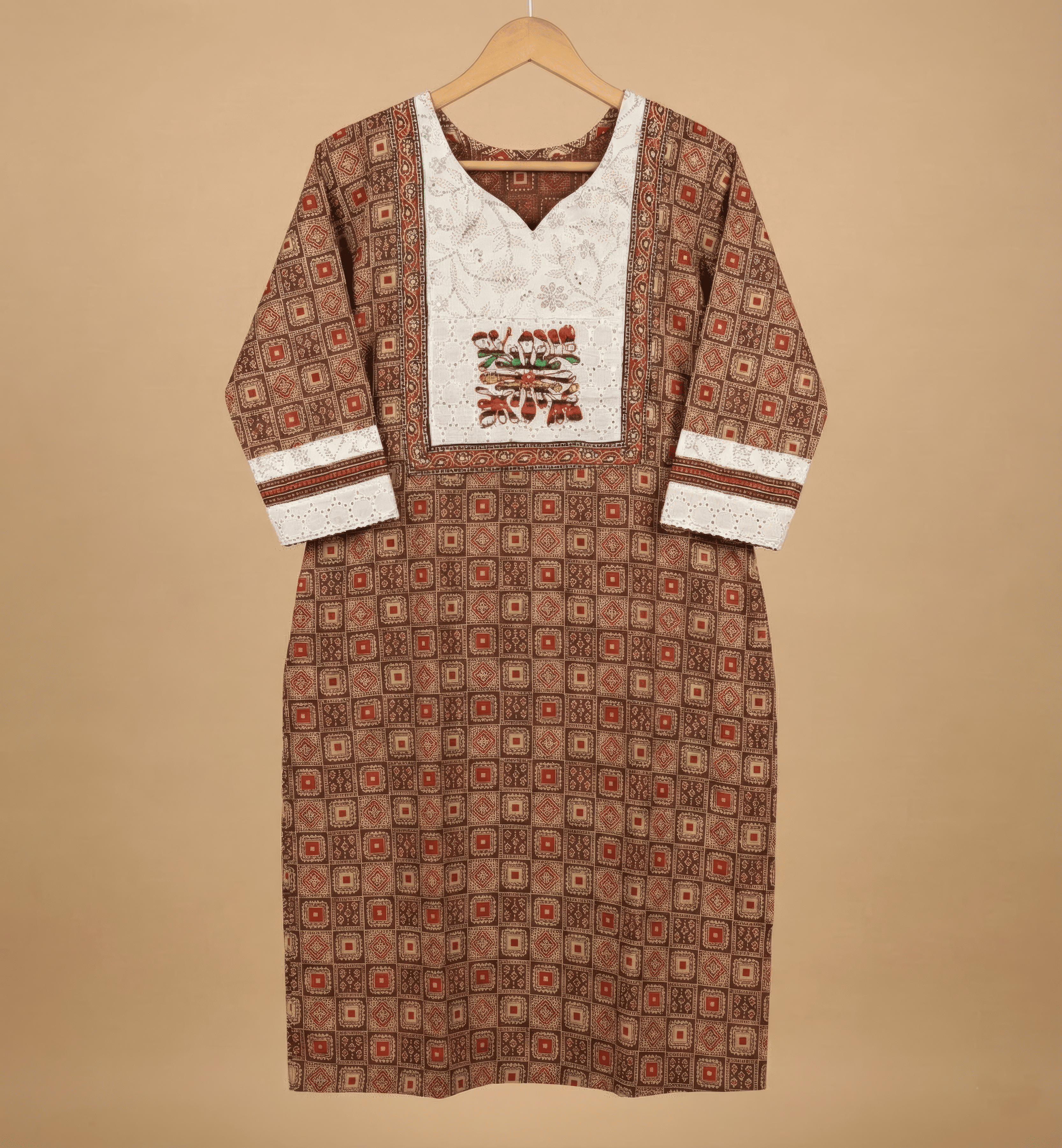 Ajrakh Hakoba Patchwork Kurti