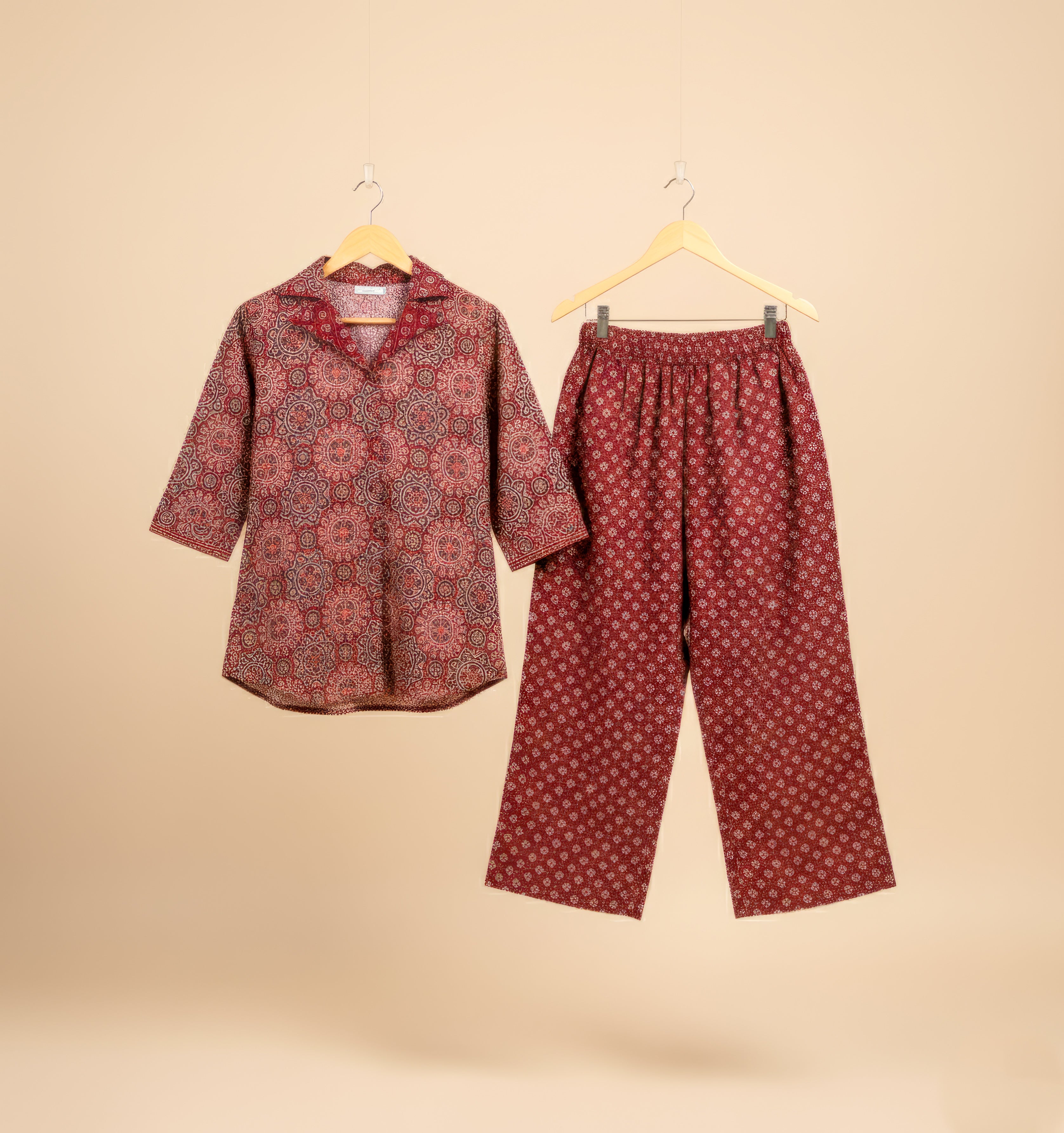 Ajrakh Cotton Co-ord Set – Blazer Neck Style