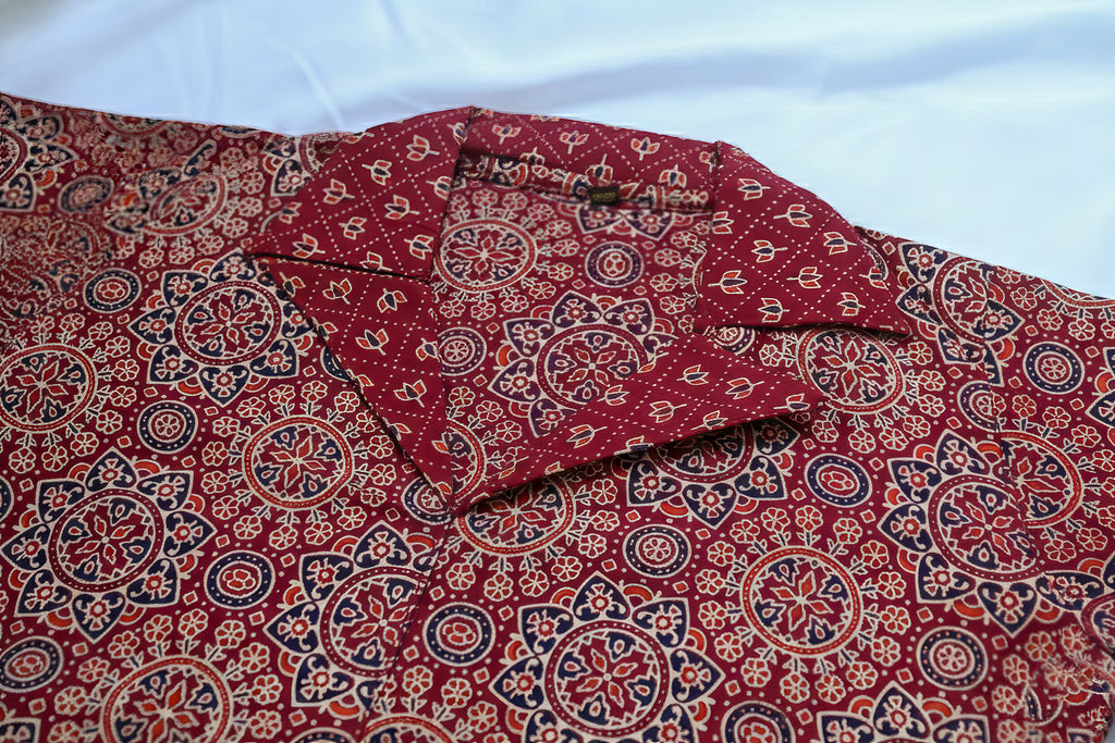 Ajrakh Cotton Co-ord Set – Blazer Neck Style