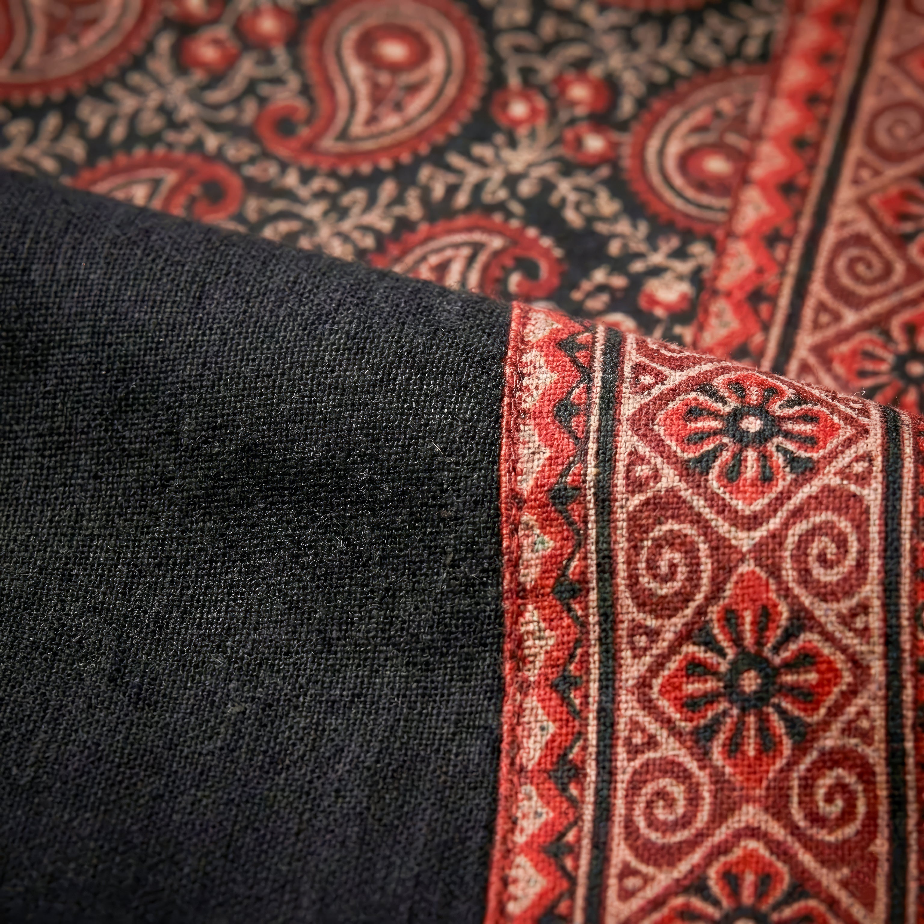 Ajrakh Half & Half Cotton Kurti with Mirror Work