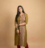 Brash Ajrakh Sequence Thread Work Collar Kurti