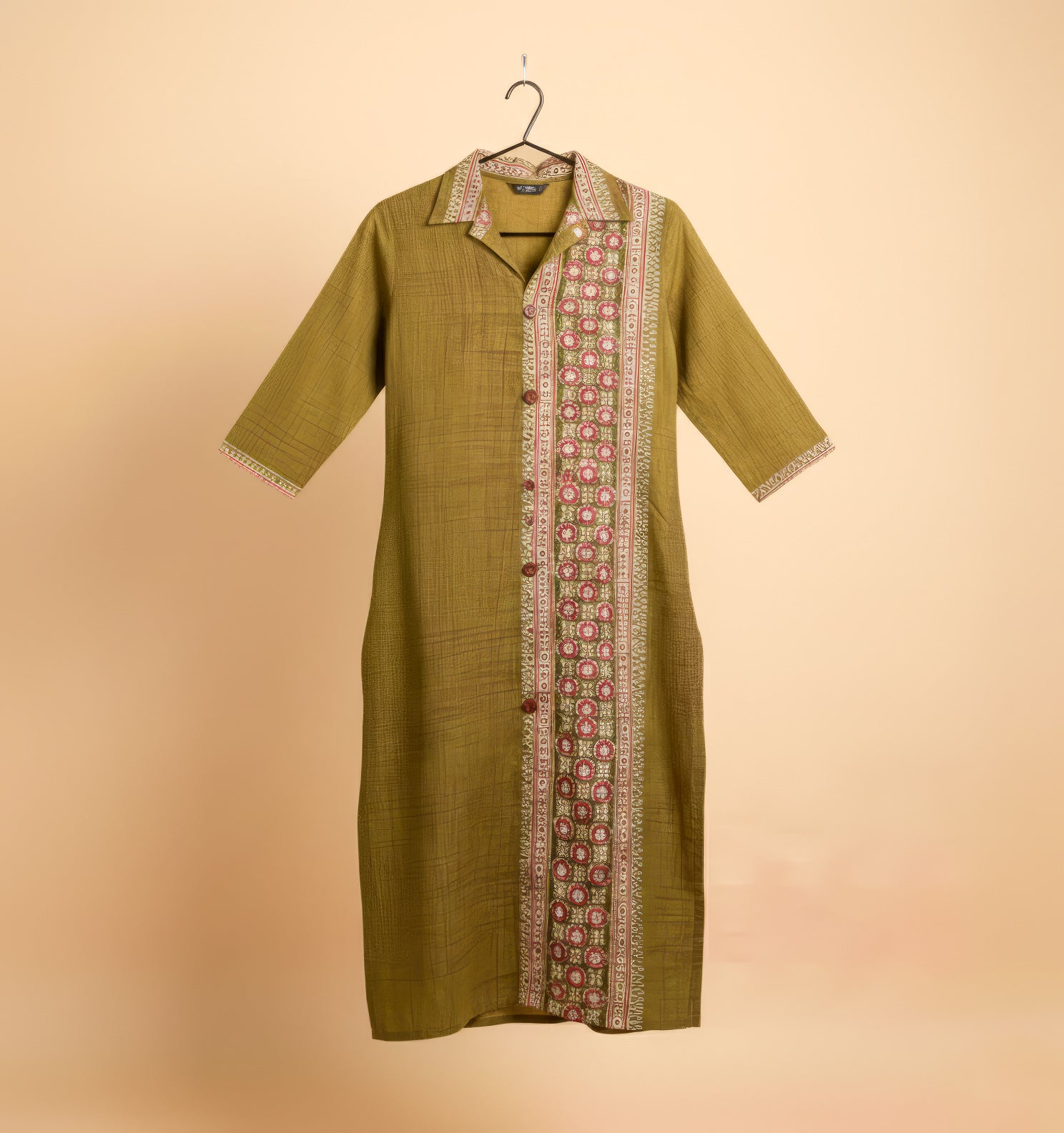 Brash Ajrakh Sequence Thread Work Collar Kurti