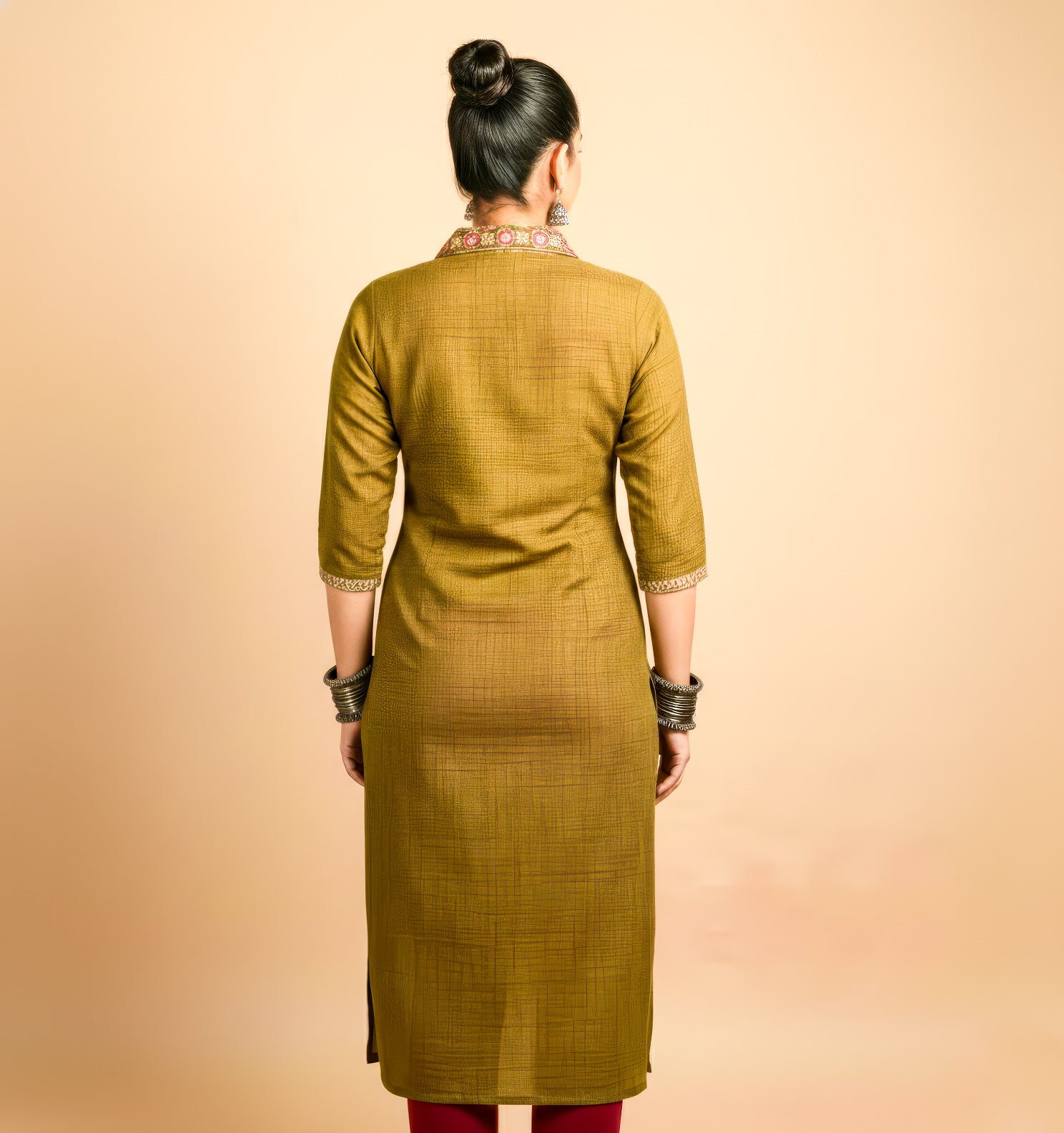 Brash Ajrakh Sequence Thread Work Collar Kurti